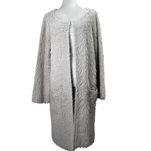 Sanctuary Fuzzy Longline Cardigan Coatigan XXL Cream Open Front Cozy Boho